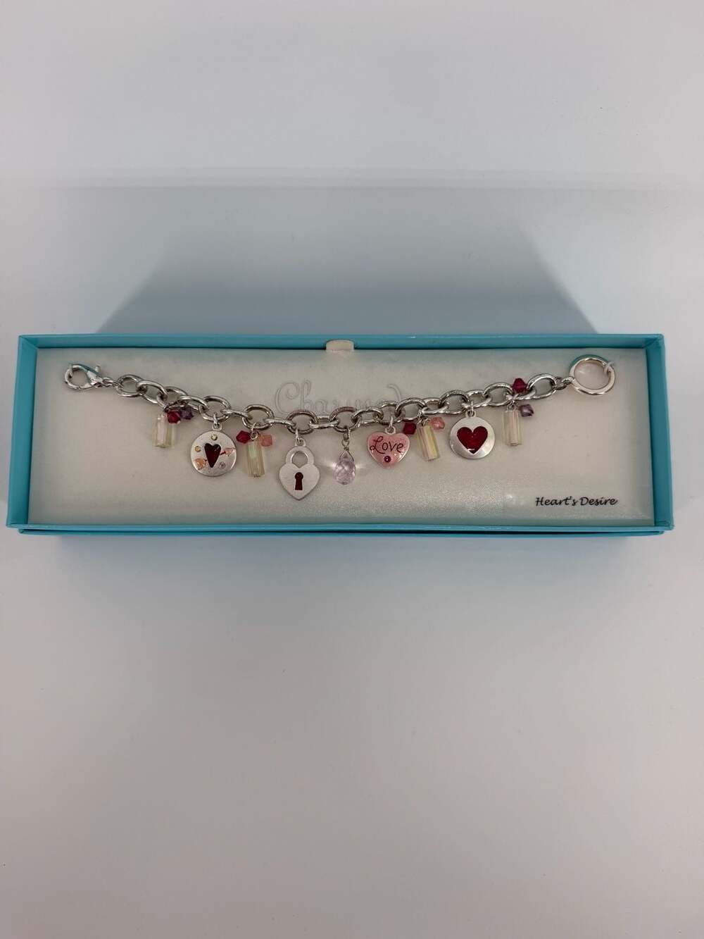 Charmed Heart’s Desire Charm Bracelet 7.5” Y2K Playground Prep Love Hearts Boxed